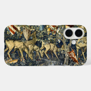 William Morris Vintage Herten & Schildtapijt Kunst iPhone 16 Hoesje