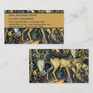 William Morris Vintage Herten & Schildtapijt Kunst Visitekaartje