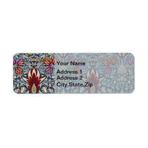 William Morris Vintage Indigo Bloemmotief Etiket