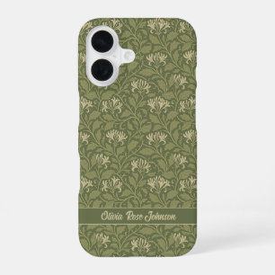 William Morris Vintage Kamperfoelie Bloemen Groen iPhone 16 Hoesje