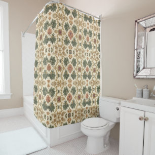 William Morris vintage kamperfoelie bloempatroon Douchegordijn