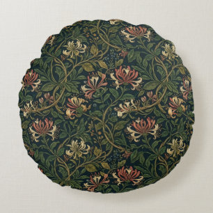 William Morris vintage kamperfoelie bloempatroon Rond Kussen