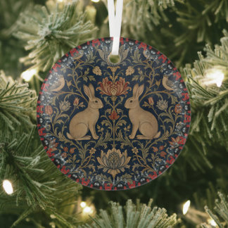 William Morris Vintage Konijn Patroon Glas Ornament