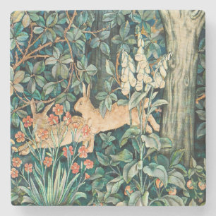 William Morris Vintage Konijn Tuin Bloem Kunst Stenen Onderzetter