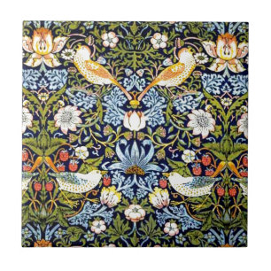 William Morris vintage ontwerp - Strawberry Thief Tegeltje
