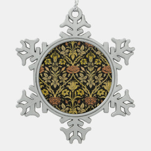 William Morris Vintage Roos & Lelie Bloempatroon Tin Sneeuwvlok Ornament