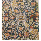 William Morris Vintage Trent Blauwe Bloemmotief Douchegordijn (Voorkant)