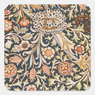William Morris Vintage Trent Blauwe Bloemmotief Vierkante Sticker