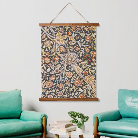 William Morris Vintage Trent Blauwe Bloempatroon Hangend Wandkleed (Woonkamer)