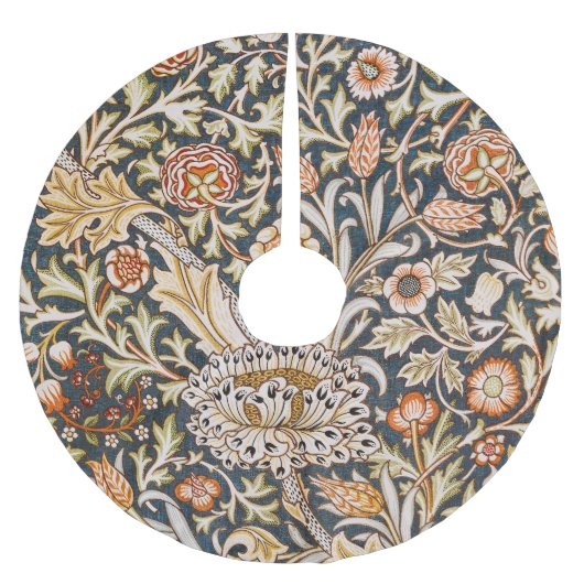 William Morris Vintage Trent Blauwe Bloempatroon Kerstboom Rok (Voorkant)