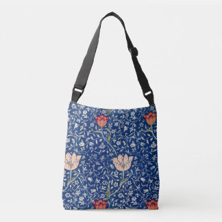William Morris Vintage Tulp Bloem Indigo Patroon Crossbody Tas