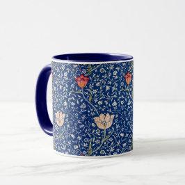 William Morris Vintage Tulp Bloem Indigo Patroon Mok