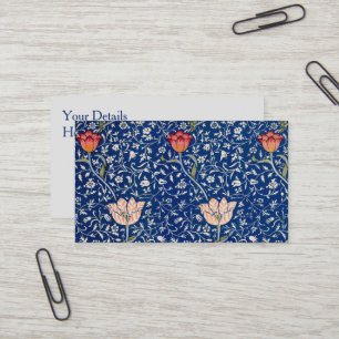 William Morris Vintage Tulp Bloem Indigo Patroon Visitekaartje