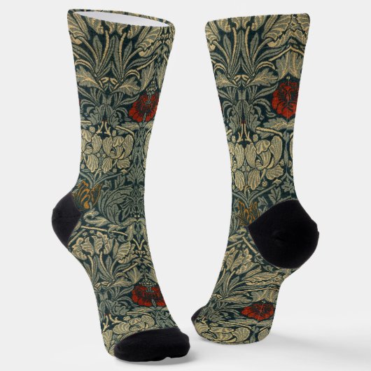 William Morris Vintage Tulp & Roos Bloempatroon Sokken (Gebogen)