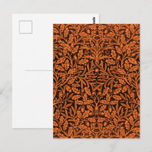 William Morris Vintage Verbrand Oranje Zwart Patro Briefkaart
