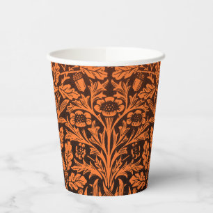 William Morris Vintage Verbrand Oranje Zwart Patro Papieren Bekers