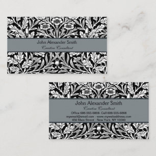 William Morris Vintage Zwart Wit Eiken Patroon Visitekaartje