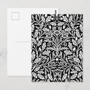 William Morris Vintage Zwart-Wit Eikenpatroon Briefkaart