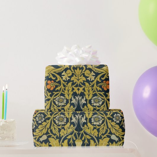 William Morris Violet Columbine Navy Bloemendecora Cadeaupapier (Feestgeschenken)