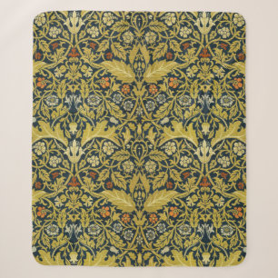 William Morris Violet Columbine Navy Bloemendecora Sherpa Deken
