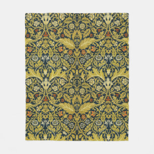 William Morris Violet Columbine Navy Bloemmotief Fleece Deken