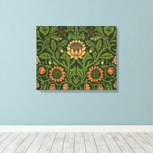 William Morris Violet en Columbine Art Rug Canvas Afdruk (Insitu (Houten vloer))