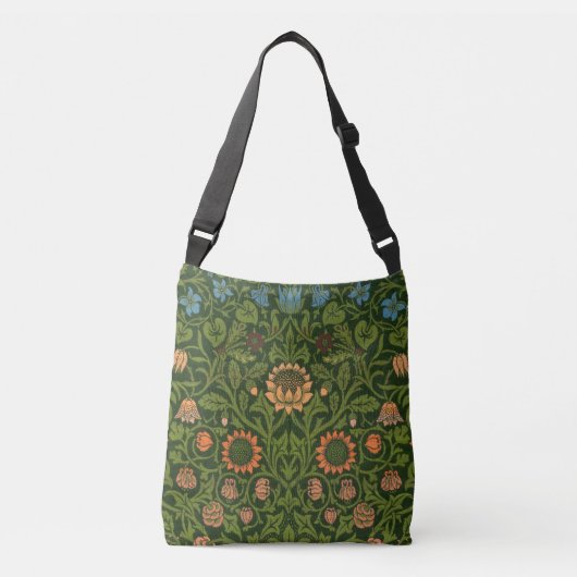 William Morris Violet en Columbine Art Rug Crossbody Tas (Voorkant)