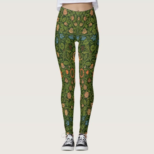 William Morris Violet en Columbine Art Rug Leggings (Voorkant)