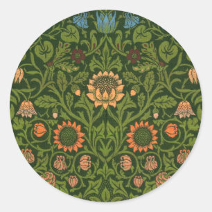 William Morris Violet en Columbine Art Rug Ronde Sticker