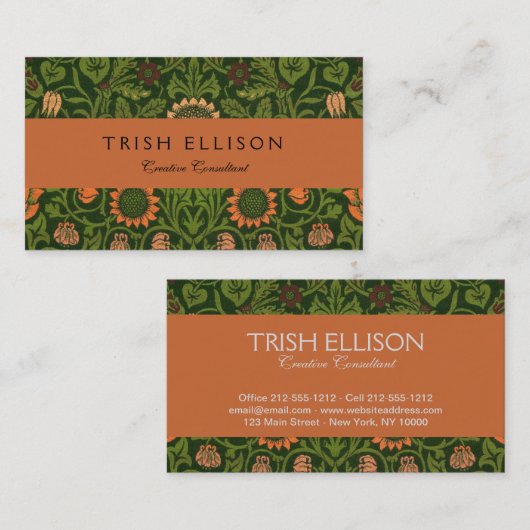 William Morris Violet en Columbine Art Rug Visitekaartje (Voorkant / Achterkant)