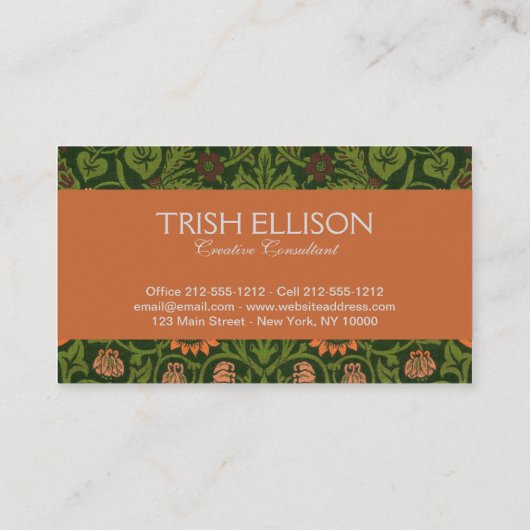 William Morris Violet en Columbine Art Rug Visitekaartje (Achterkant)