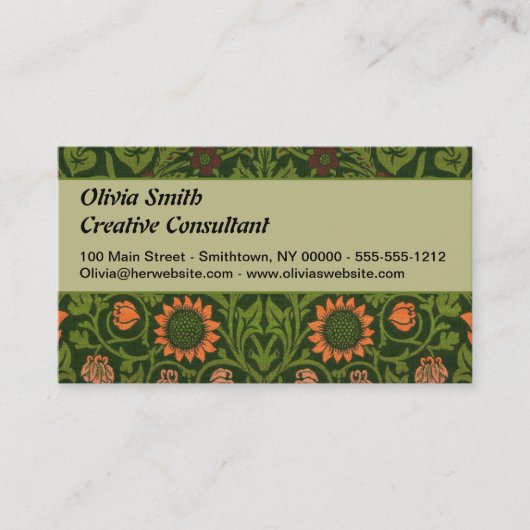 William Morris Violet en Columbine Art Rug Visitekaartje (Voorkant)