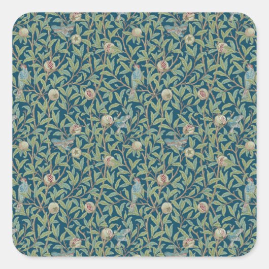 William Morris "Vogel en granaatappel"  Vierkante Sticker (Voorkant)