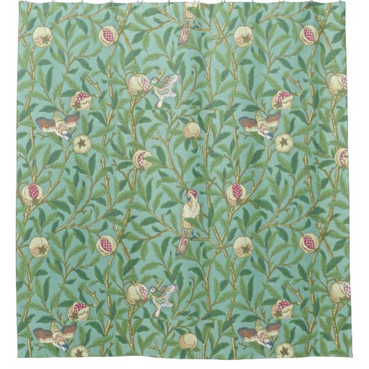 William Morris "Vogel & Granaatappel" 3. Douchegordijn (Voorkant)