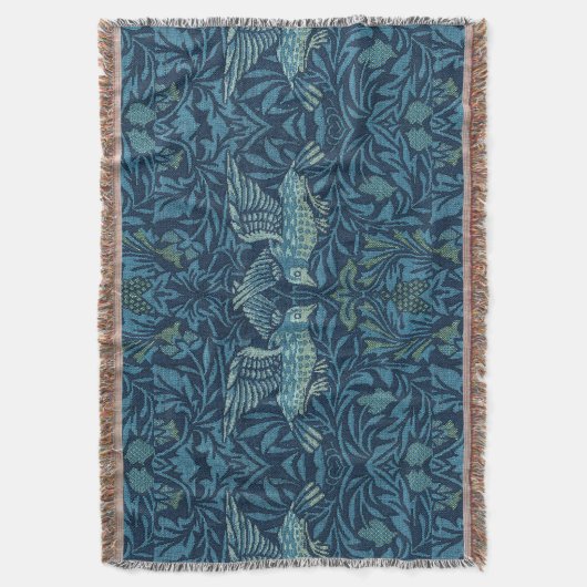 William Morris  Vogelblad Blauw Deken (Voorkant Verticaal)