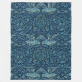 William Morris  Vogelblad Blauw Fleece Deken (Voorkant)
