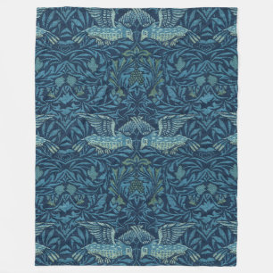 William Morris  Vogelblad Blauw Fleece Deken