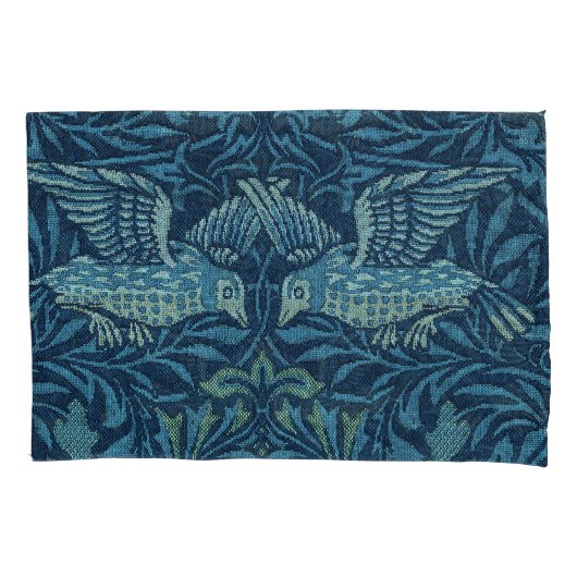 William Morris Vogelblad Blauw Kussensloop (Voorkant-Links)