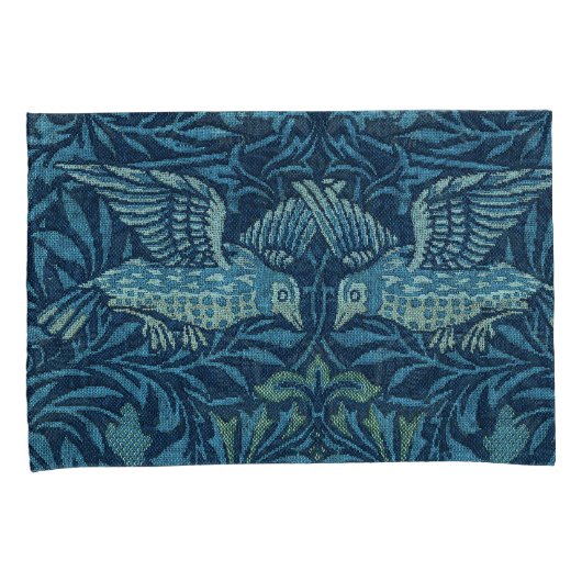 William Morris  Vogelblad Blauw Kussensloop (Voorkant-Rechts)