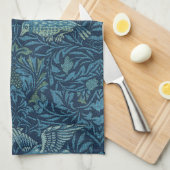 William Morris  Vogelblad Blauw Theedoek (Quarter Fold)