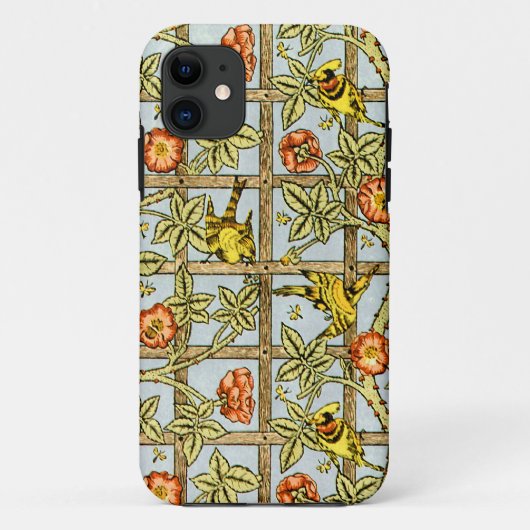 William Morris-vogelpatroon en bloementeelt Case-Mate iPhone Case (Achterkant)