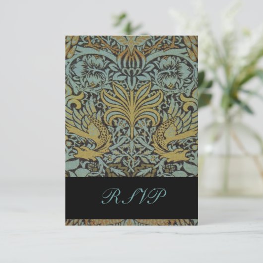 William Morris Vogels Antwoordkaarten voor Vierkan RSVP Kaartje (Staand voorkant)