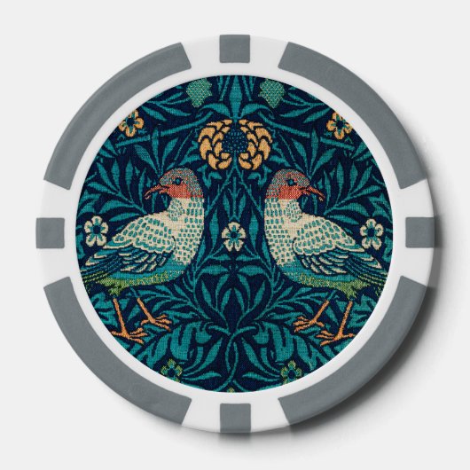 William Morris - Vogels & Bloemen Patroon Poker Chips (Voorkant)