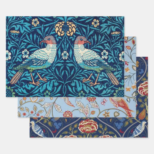 William Morris, vogels en bloemen Inpakpapier Vel (Set)
