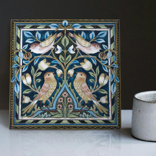 William Morris Vogels en Tulpen Art Nouveau Tegeltje