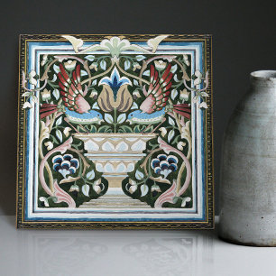 William Morris Vogels Tuin Bloemen Art Nouveau Tegeltje