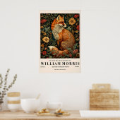 William Morris vos decor, Botanische print, Donker Poster (Keuken)