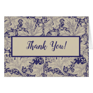 William Morris Wallflower bloemenblauw damast