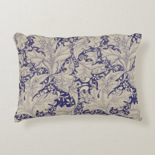 William Morris Wallflower bloemenblauw damast Accent Kussen