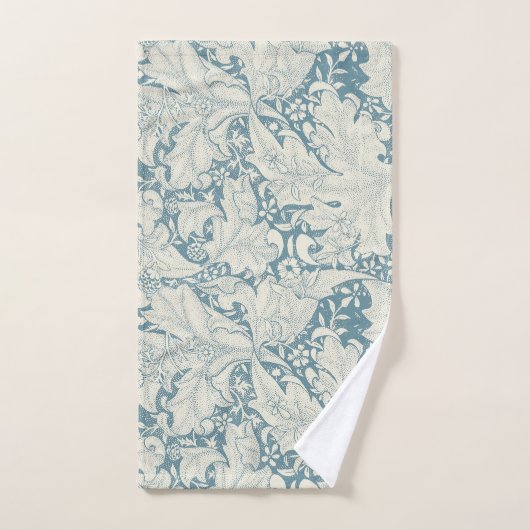 William Morris Wallflower bloemenblauw damast Bad Handdoek (Handdoek)